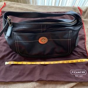 Coach large black leather hobo bag